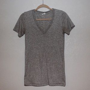 PINK Gray Heathered V Neck